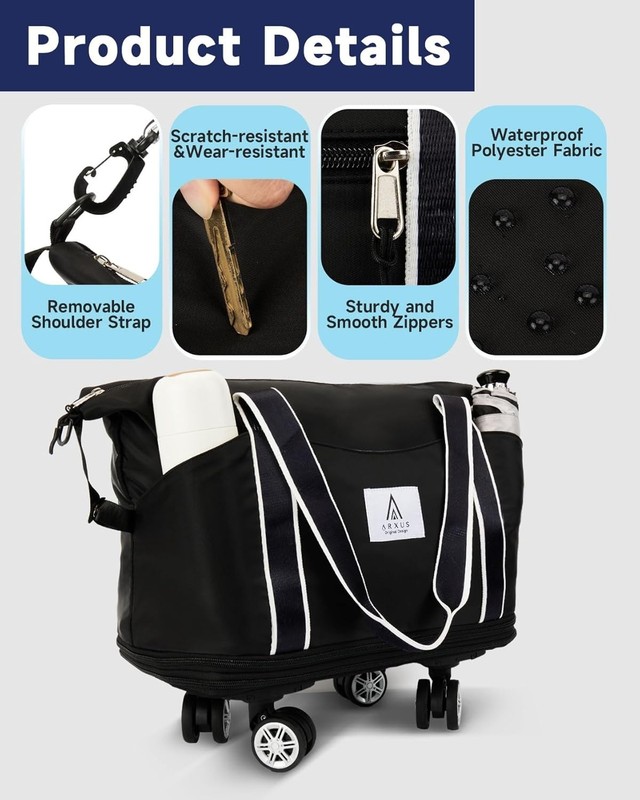 Luxury Rolling Duffle Bag: Expandable & Detachable Wheels for Effortless Travel gallery