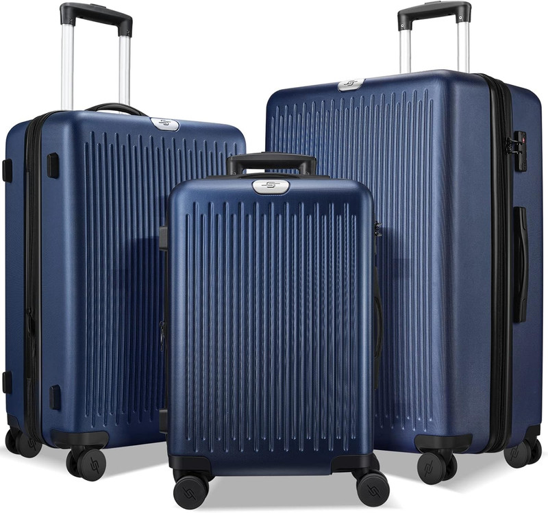 3-Piece Expandable Hardshell Luggage Set with Spinner Wheels & TSA Lock