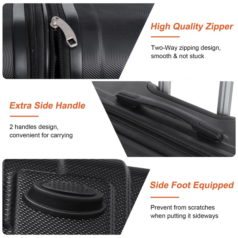 Expandable Luggage Set 3 Piece 21"26"30" Black Hardshell Suitcase with TSA Lock gallery