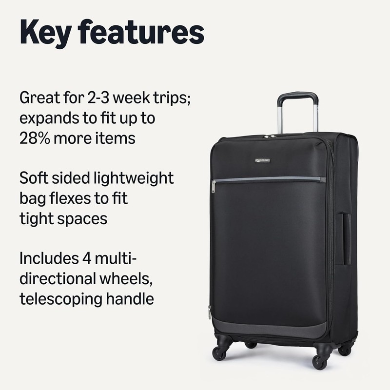 28" Large Checked Softside Expandable Suitcase with 360-Degree Multi-Directional gallery