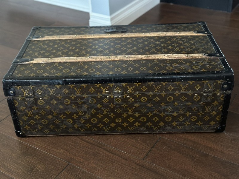 Louis Vuitton Rare Model Suitcase Trunk With Wood Slats Antique Luggage gallery