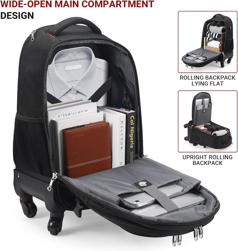 Starcloud 4-Wheel Rolling Backpack 45L - 17.3" Laptop Carry-On for Travel gallery