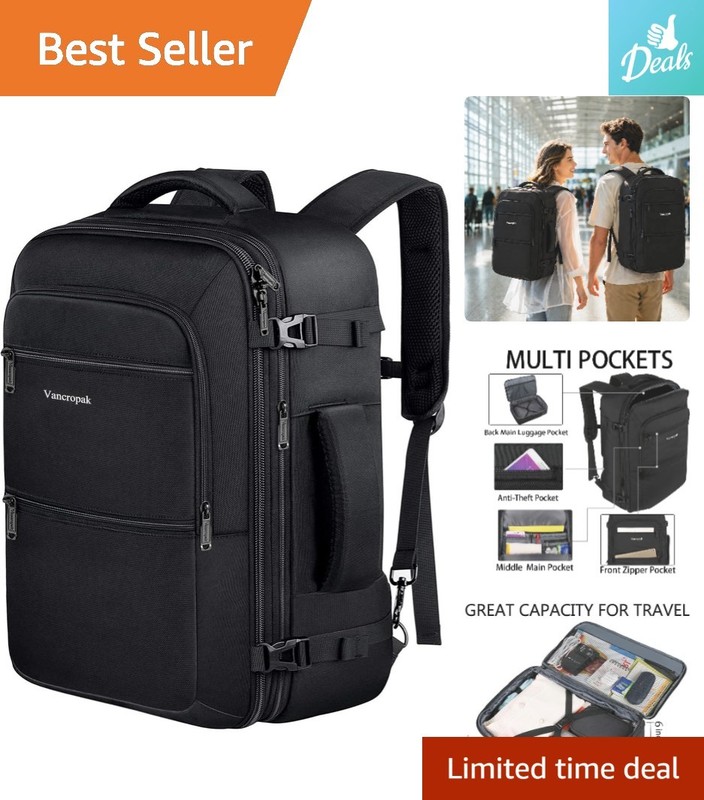 Expandable 40L Travel Backpack – Water Resistant, Flight Friendly Design