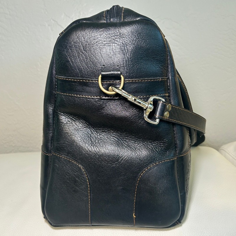 Leather Wool Aztec Weekender Duffel Bag | Boho Peruvian Tribal Travel Bag gallery