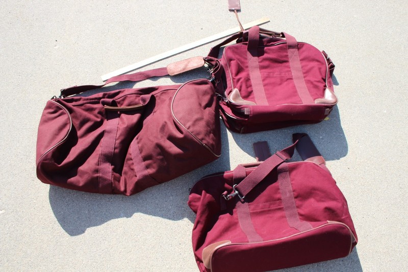 THREE Lands End Deluxe Square Rigger Luggage Bags Heavy Duty Canvas Suitcases gallery