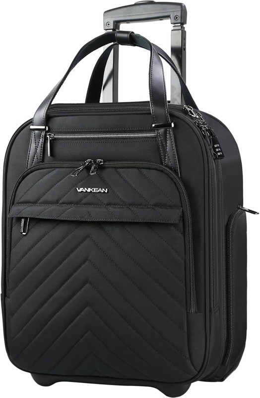 Lightweight 16-Inch Underseat Roller Suitcase for Travel & Business – Black