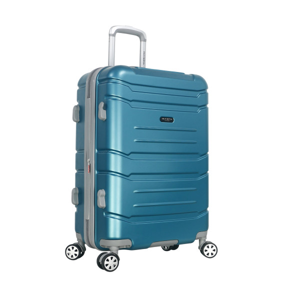 Olympia USA Denmark Plus Expandable Hardcase Mid-Size Suitcase (Teal, 26″)