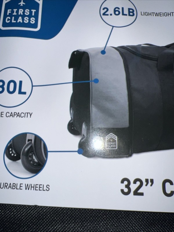 First Class 32" Expandable Collapsible Rolling Duffel Bag Black Pack & Go gallery