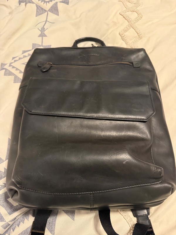 Johnston & Murphy Rhodes Commuter Backpack Black Leather Slim Laptop Bag