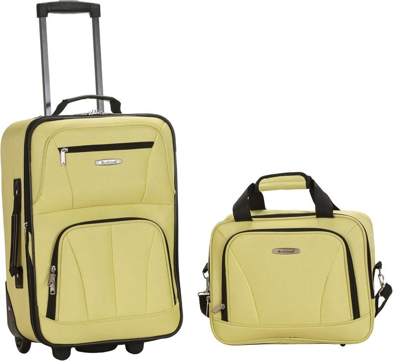 Fashion Softside Upright Luggage Set Expandable Lime 2-Piece 14/19)