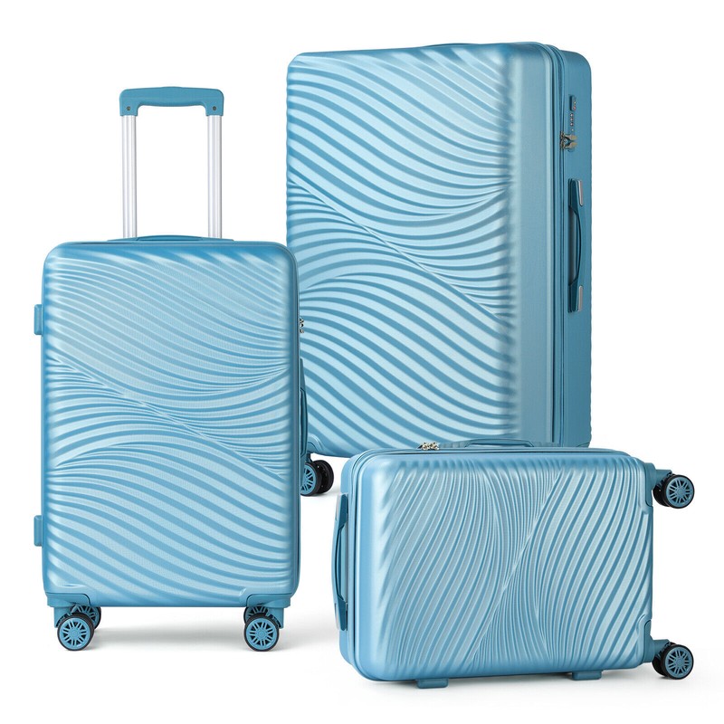 Set of 3 Modern Travel Suitcase Hardside Luggage Set Spinner Wheel 20/24/28″