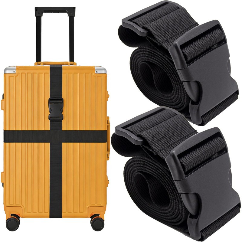 2-Pack Heavy Duty Luggage Straps – Adjustable Securing Belts for Suitcases, T…