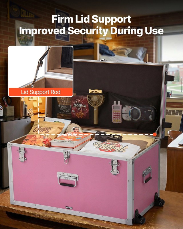 Large & Small Pink Trunks: 32" w/ 3 Handles & Casters, 24" w/ Latch, EVA Cushion gallery