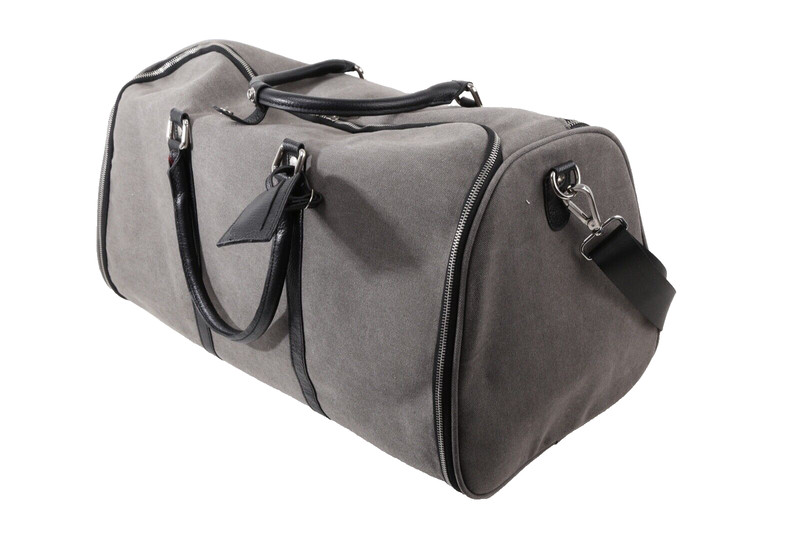 Charcoal Gray Canvas Weekender Garment Travel Bag Large Mens Duffel Luggage gallery