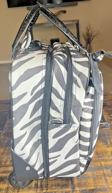 Protege Collection Rolling Computer Bag Carry On Expandable Zebra Print Travel gallery