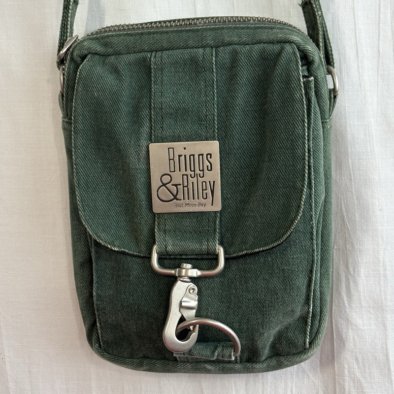 Vtg Briggs& Riley Half Moon Bay Green Unisex Canvas Crossbody Travel Utility Bag gallery