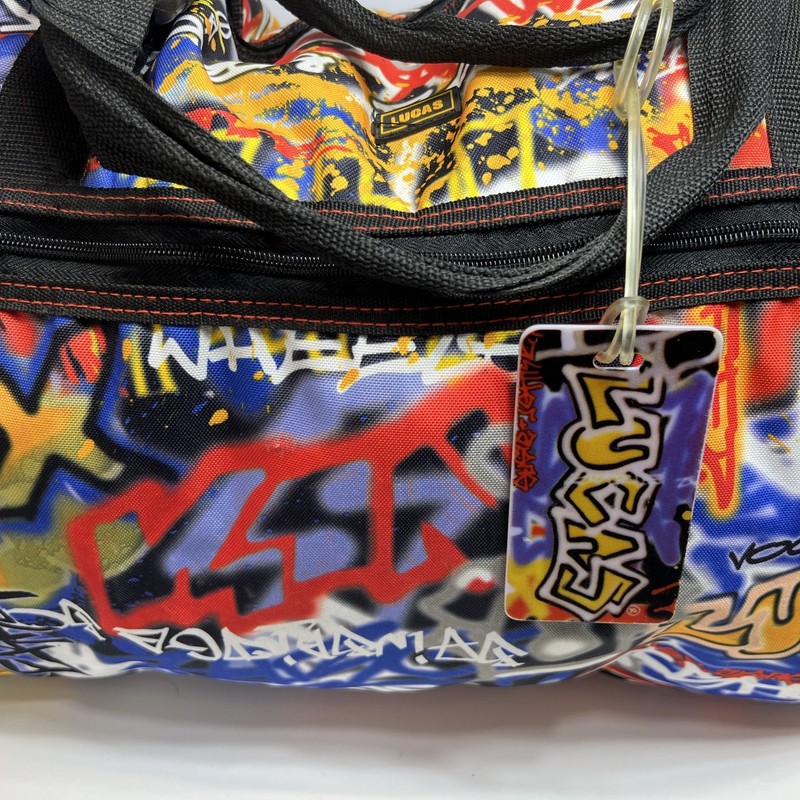 Lucas Multicolor Abstract Graffiti Large Duffle Bag Adjustable Straps Zippered gallery