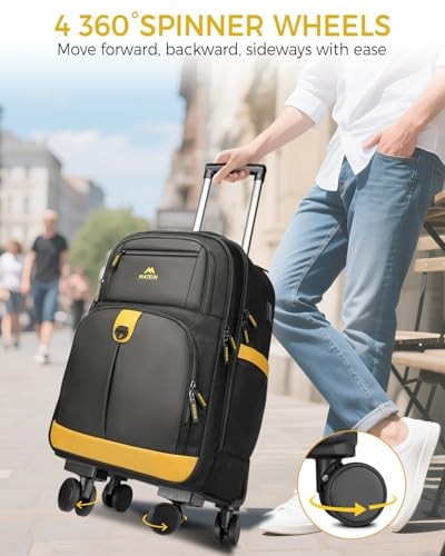 Rolling Backpack with 4 Spinner Wheels, 17 Inch Roller Backpack with USB gallery
