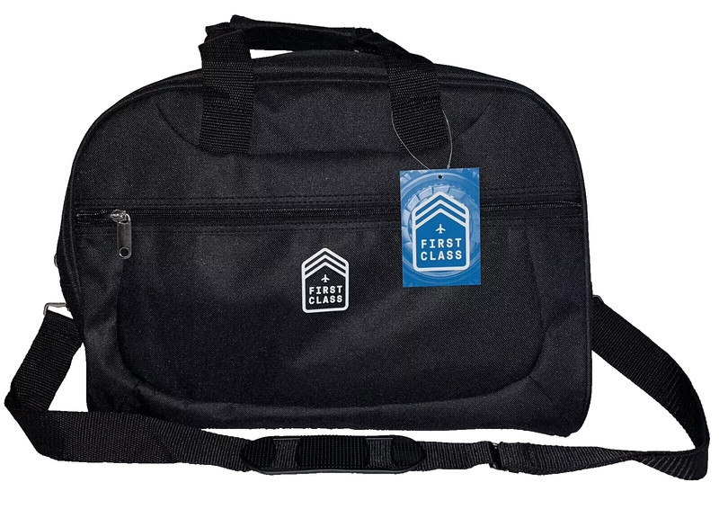 First Class 16” Boarding Duffle Bag With Shoulder Carry Strap Black Carry On NWT