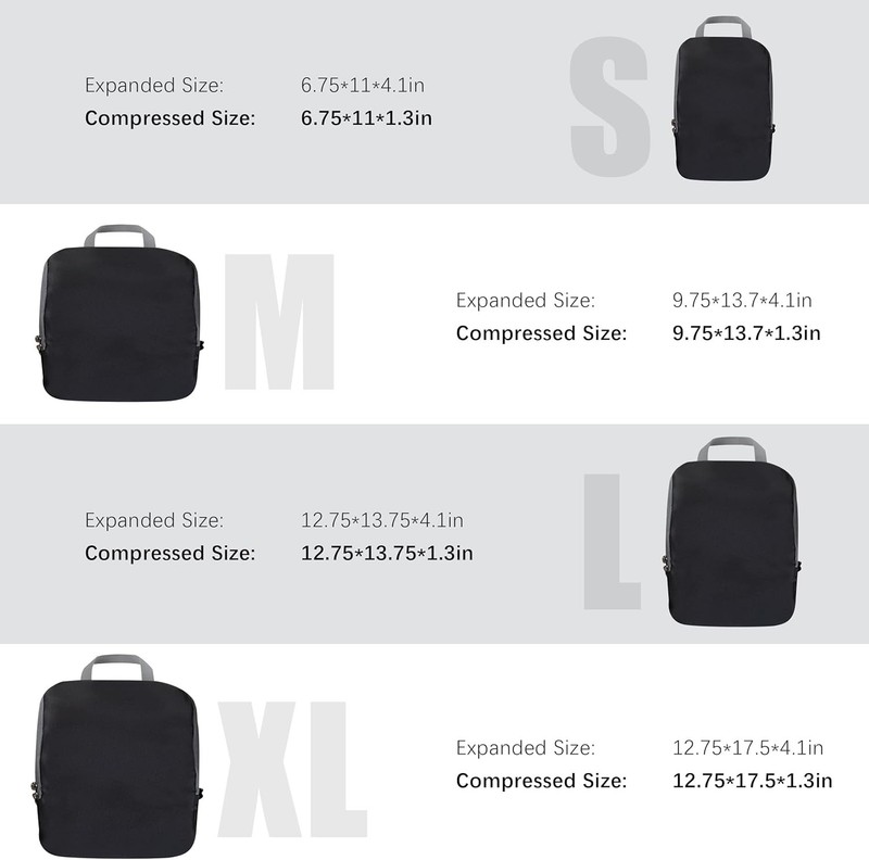 PANDA JOYS 4 Set Compression Packing Cubes Travel - Travel Accessories Expandabl gallery