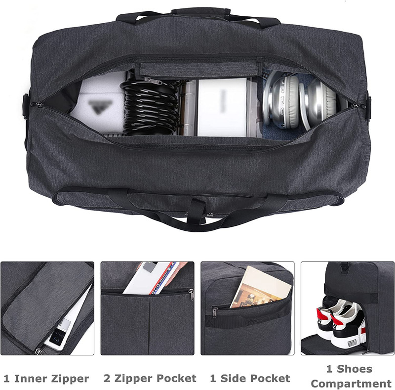 120L Foldable Collapsible Waterproof Travel Duffel Bag with Shoe Compartment NEW gallery