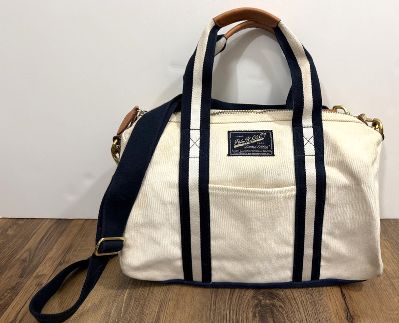 Polo Ralph Lauren Canvas Leather Duffel Bag Limited Edition Travel Weekender