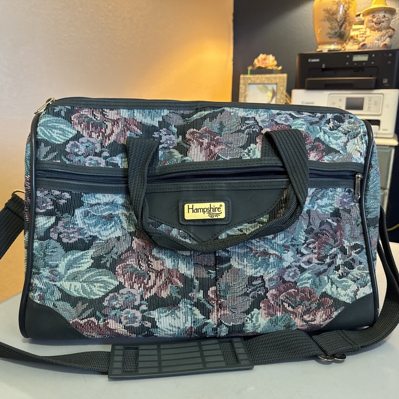 VTG Hampshire Floral Tapestry Weekender Travel Luggage Bag Soft Shell Carry-on