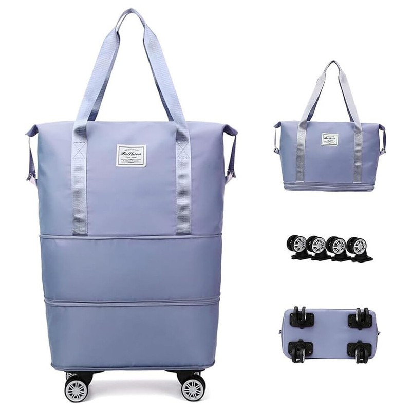 26Inch Large Expandable Wheeled Duffle Bag Foldable Rolling Travel Suitcase