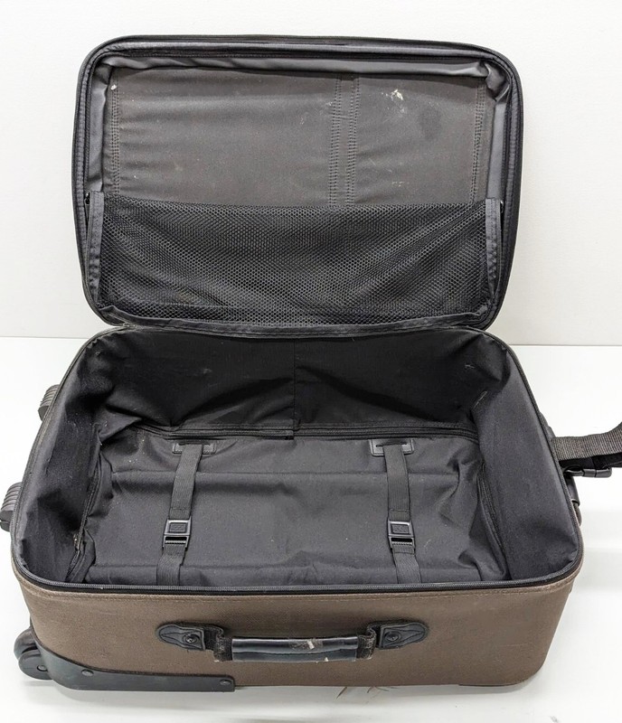 Eddie Bauer Flight Crew Bag Hard Bottom Rolling Luggage Push Button Handle Mint gallery