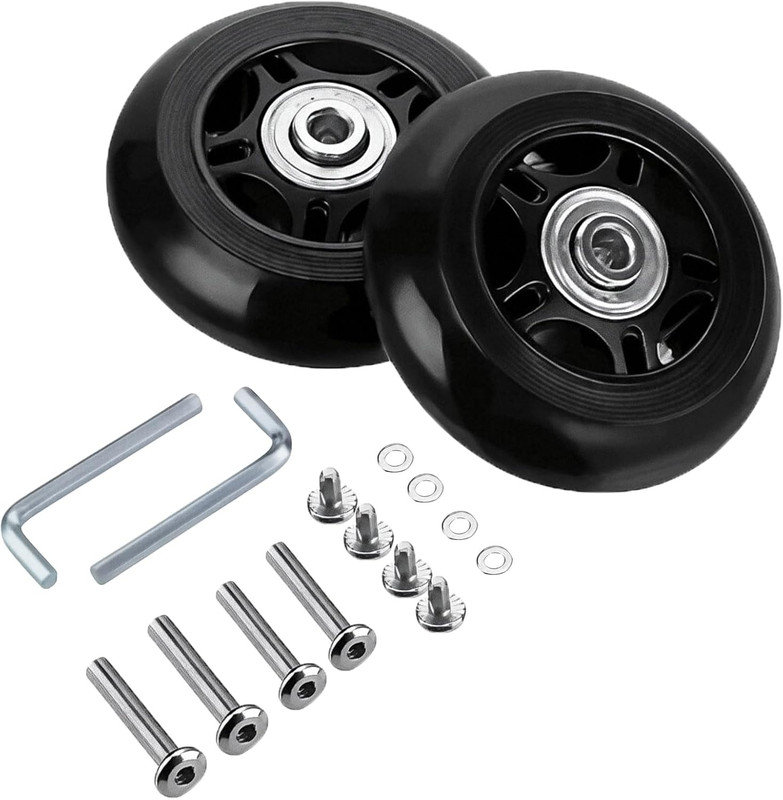 Luggage Wheels Replacement Kit, 2-Pack 75x24mm Silent PU Wheels with 6mm Bear... gallery