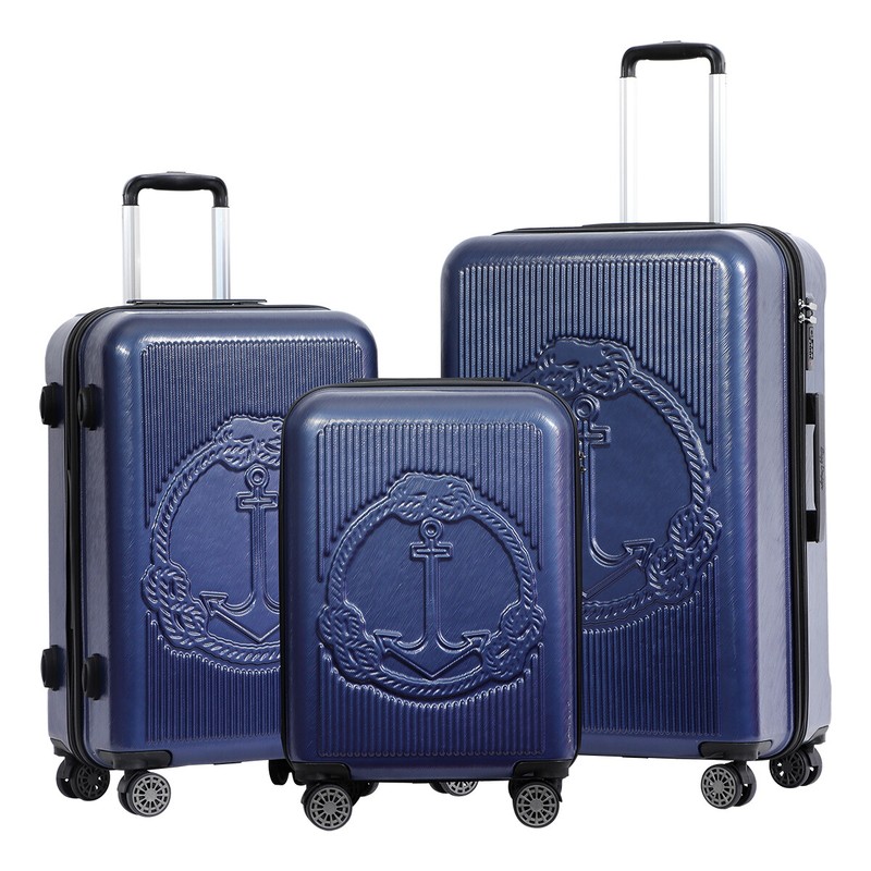Biggdesign Ocean Hardshell Spinner Luggage Set, NavyBlue,3 Pcs, 44 – 66 – 99 lbs