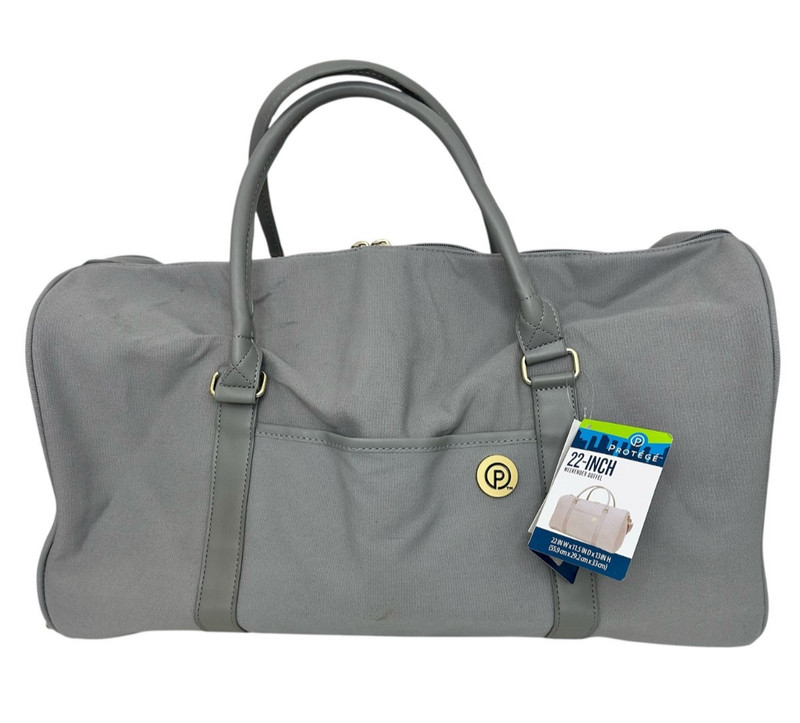 PROTEGE Weekender Duffel Bag 22‑Inch Silver Gray Spacious Travel Tote NEW w/Tags