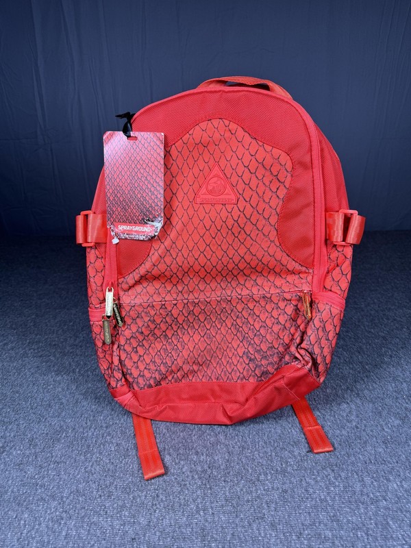 Sprayground Rython Limited Backpack Red Python Print Gold Zippers Laptop Sleeve