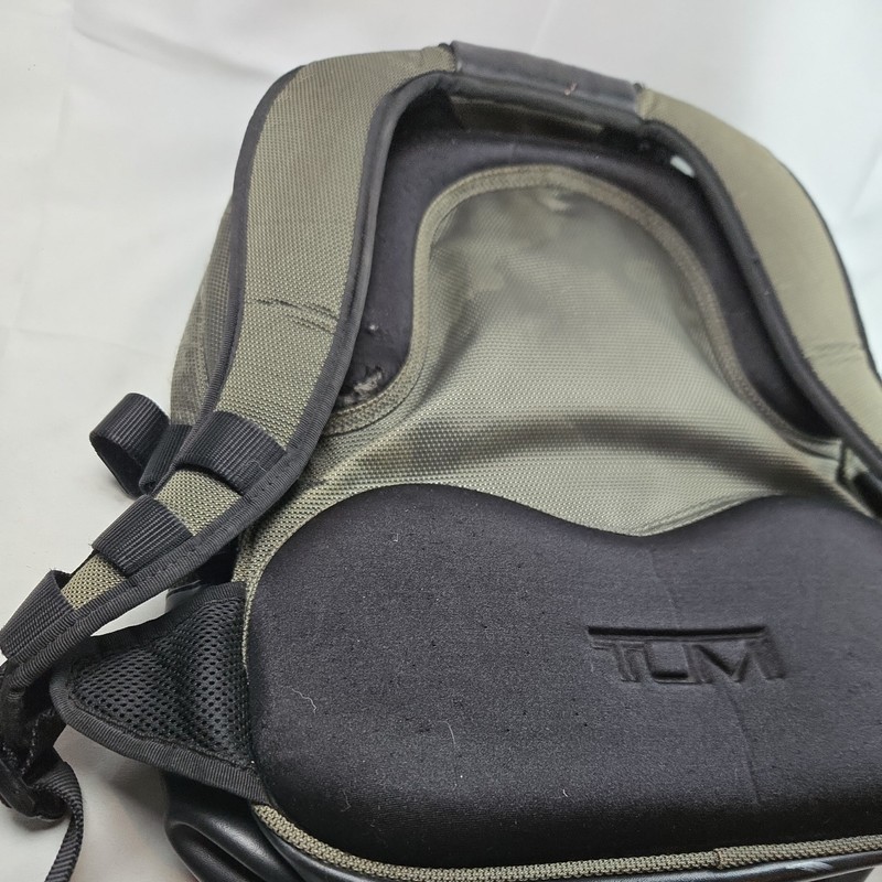 TUMI T2 Backpack Excursion Carry On Travel Bag Ballistic Leather Olive Black gallery