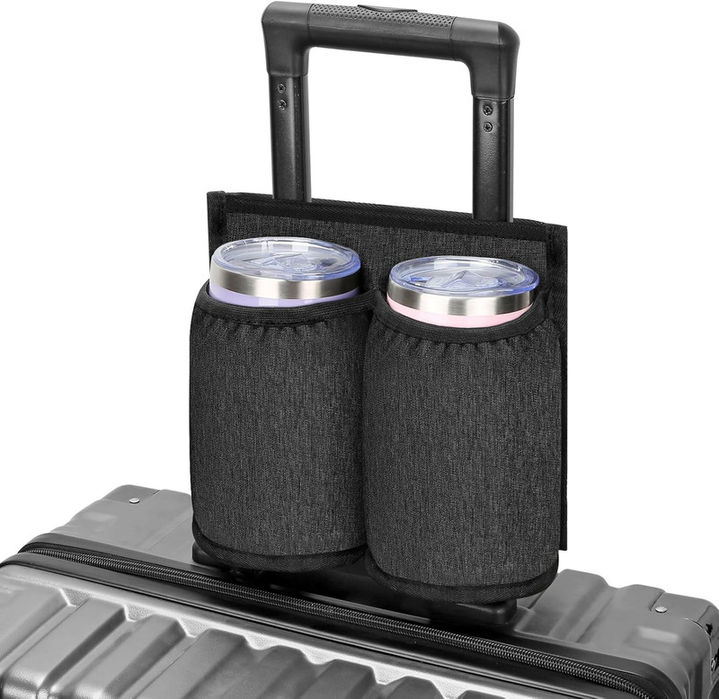 Luggage Travel Cup Holder Attachment for Suitcase, Free Hand Drink Carrier, C…