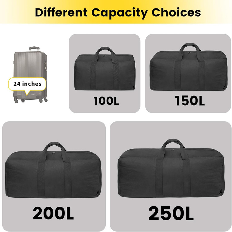 Extra Large 100L Duffle Bag Foldable Travel Gear Bag with Heavy-Duty Zippers gallery