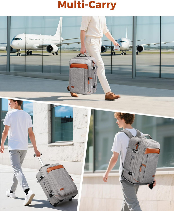 Expandable Travel Rolling Backpack with Wheels, Airline Approved Wheeled Backpac gallery