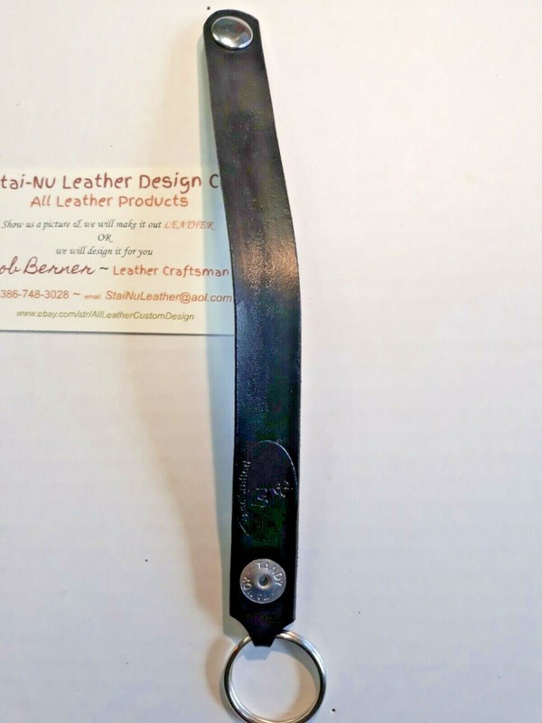 Key Ring ~ BLACK - All Leather - Snap On ~ Snap Off - no pattern gallery