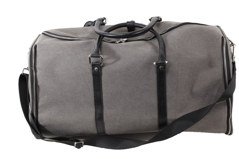 Charcoal Gray Canvas Weekender Garment Travel Bag Large Mens Duffel Luggage gallery