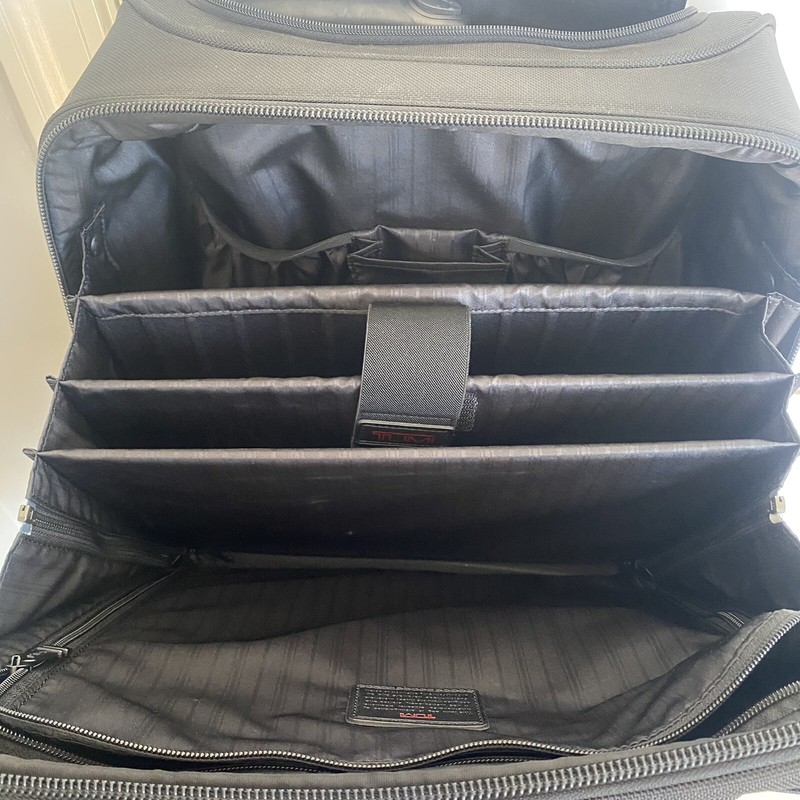 TUMI ALPHA DELUXE BLACK COMPACT ROLLING CARRY ON BRIEF 26123DH gallery
