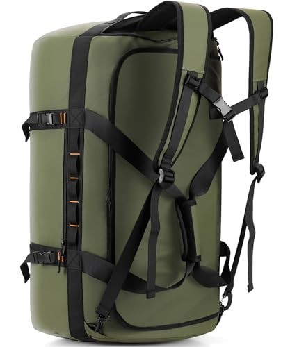 90L Waterproof Duffle Bag Backpack Convertible Tarpaulin Travel Green Heavy Duty