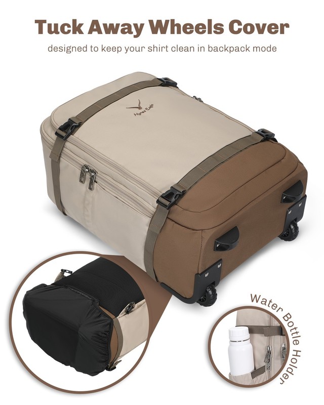 Hynes Eagle 42L Rolling Backpack 2 Wheels Carry-On Luggage Convertible Suitcase gallery