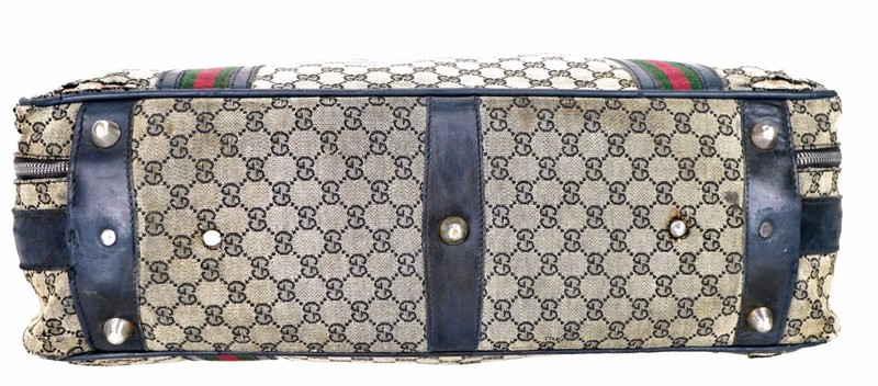 Authentic GUCCI Web GG Monogram Canvas Luggage Vintage Suitcase Italy Unisex gallery