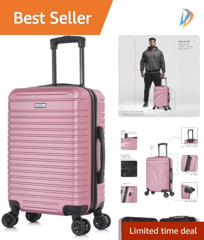 Durable 20 Inch Hardshell Luggage with Silent Spinner Wheels - Stylish Rose Gold