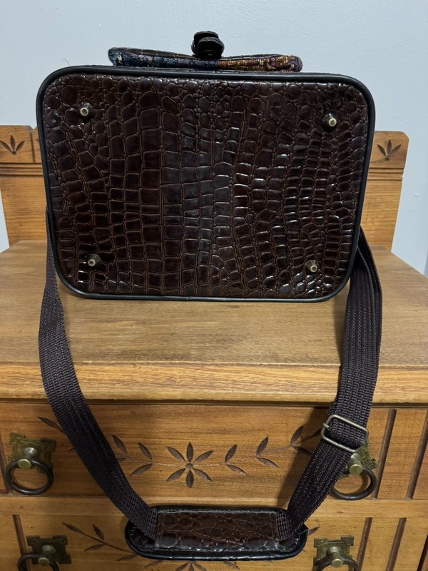 Vintage Laurel Burch Travel Cosmetic Makeup Train Case Cat Faces w/ 2 Small Bags gallery