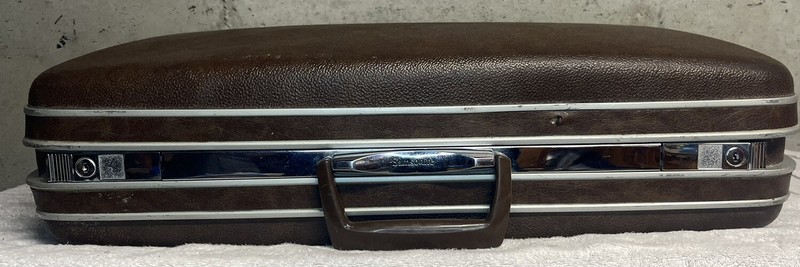 Vintage Samsonite Silhouette Hard Shell Suitcase Marble Brown 1970’s with Keys gallery