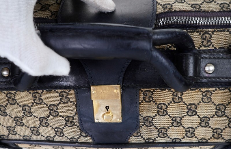 Authentic GUCCI Web GG Monogram Canvas Luggage Vintage Suitcase Italy Unisex gallery