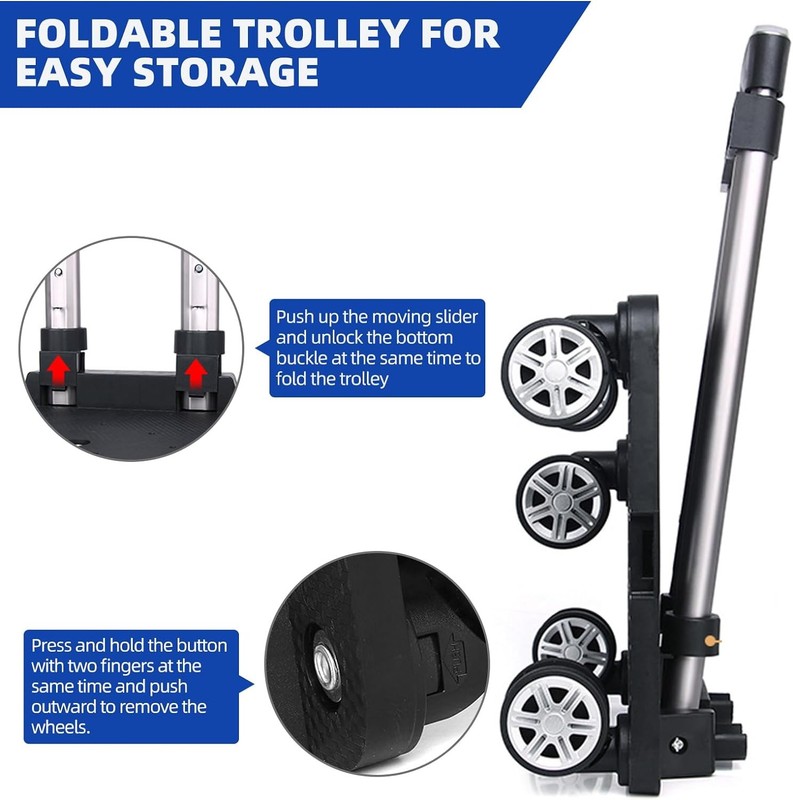 Backpack Trolley, Wheeled Folding Luggage Travel Cart Aluminum -Roller Carrier f gallery