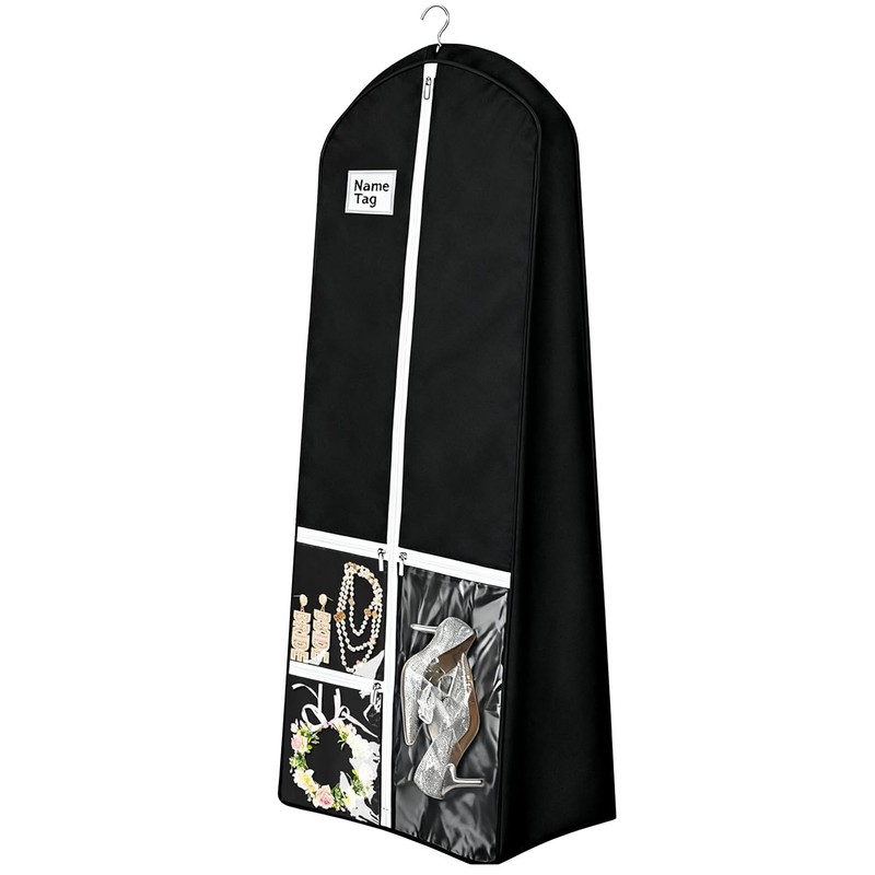 72″ Wedding Dress Garment Bag with 10” Gusseted Dress Bags for Gowns Long 4 …