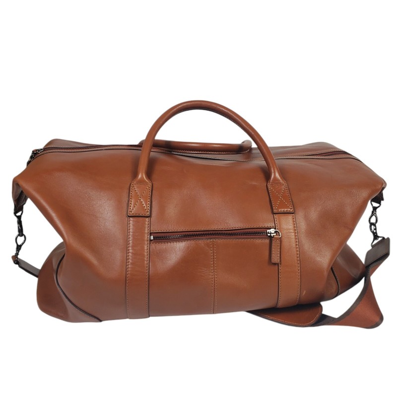 Mark and Graham Harvey Leather Overnighter Bag Camel MonoIW Sm Scuffs READ gallery